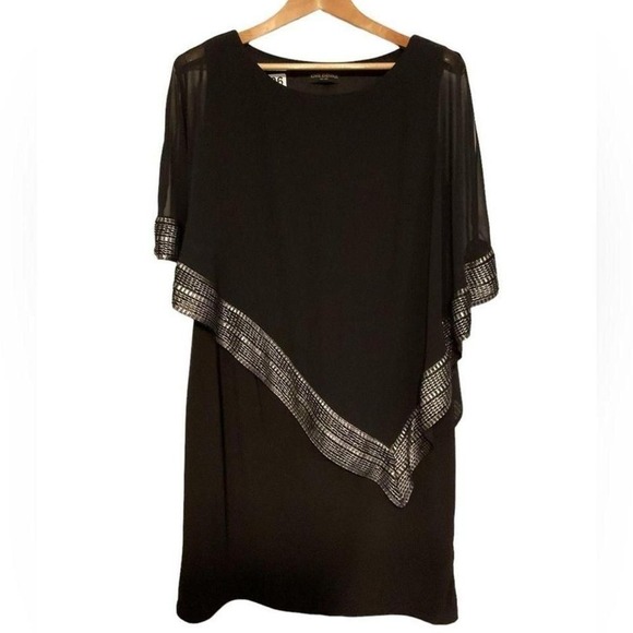 Ignite evening Foil Trim Asymmetrical Popover Dress size 12 - Picture 2 of 6